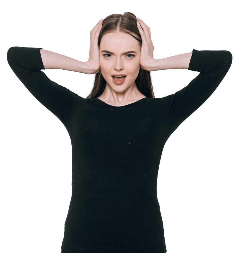 Ecommerce girl closes her ears