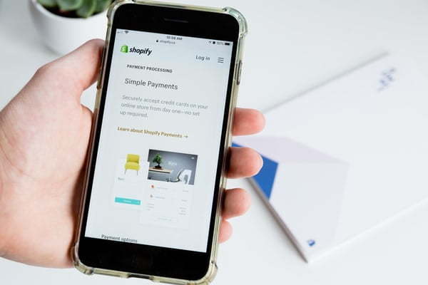 Shopify ecommerce platform on a mobile phone