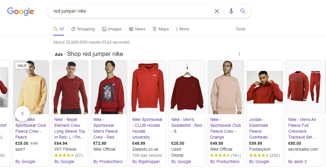 screenshot-of-google-search-for-red-jumper-nike