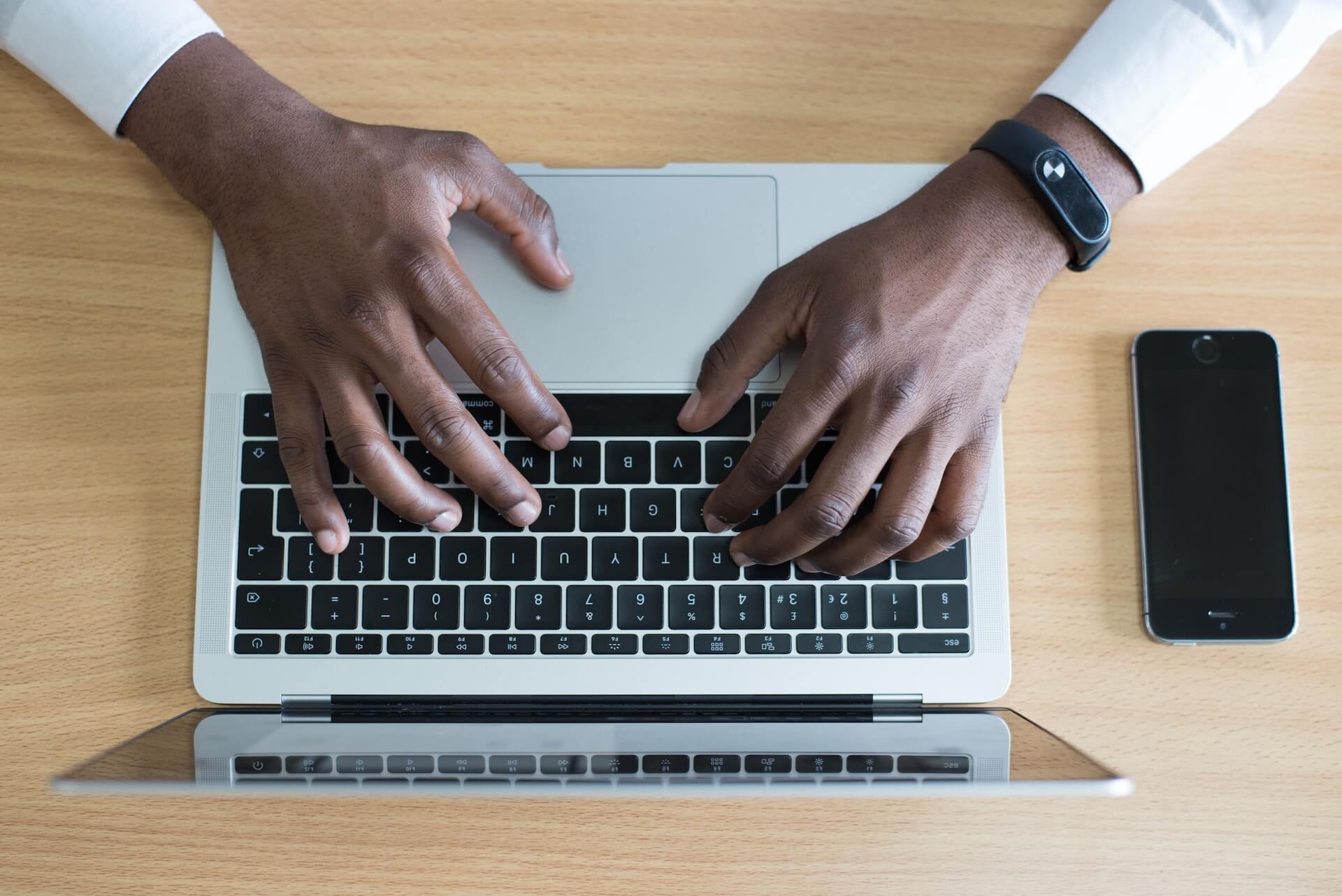 content writer typing