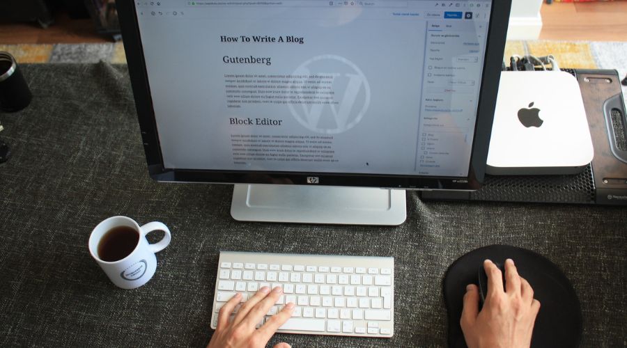 A person editing a blog