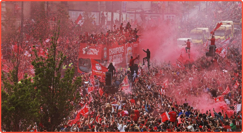 LFC Champion's League victory parade in Liverpool city centre.