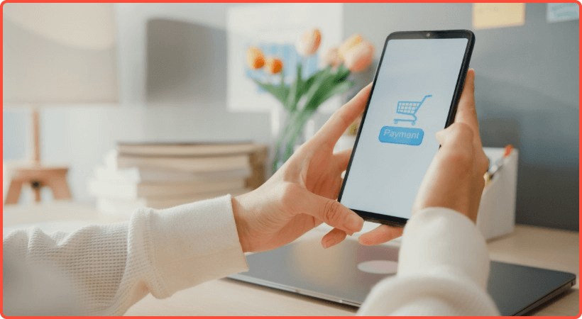 Person online shopping on smartphone.