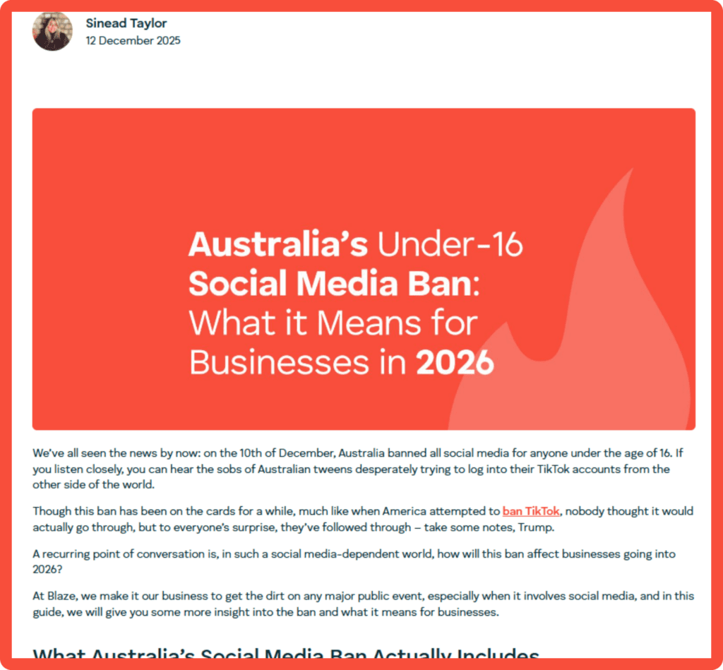 Example of newsjacking with a focus 