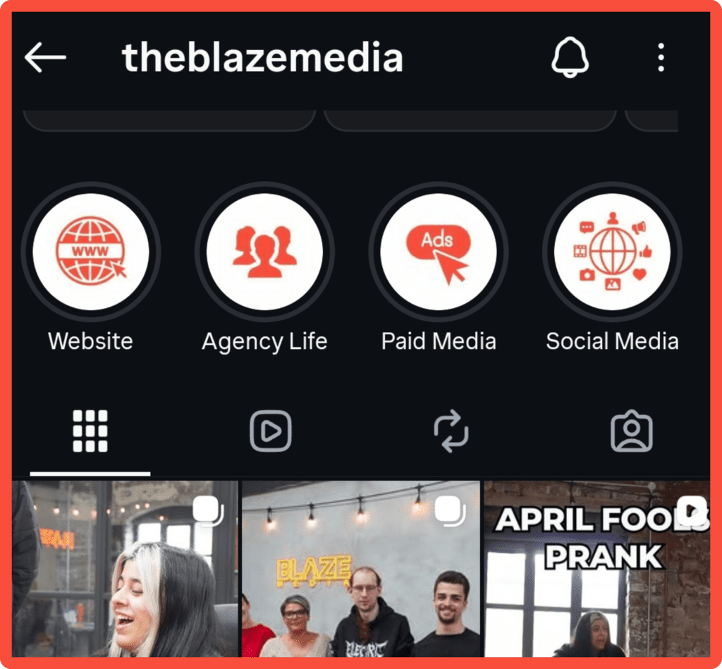 Example of blaze carrying our branding into socials 