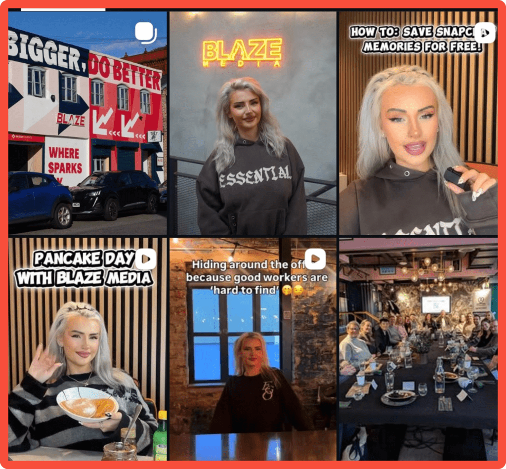 Examples of Blaze Instagram content 