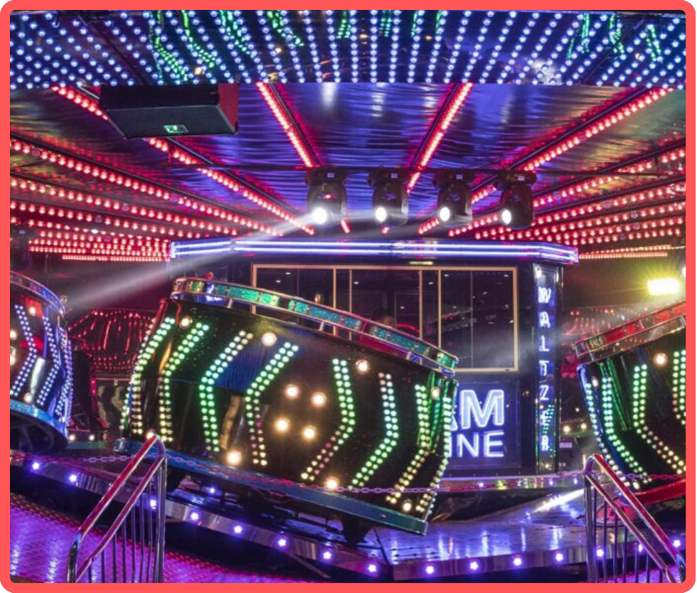 Inside the indoor funfair 