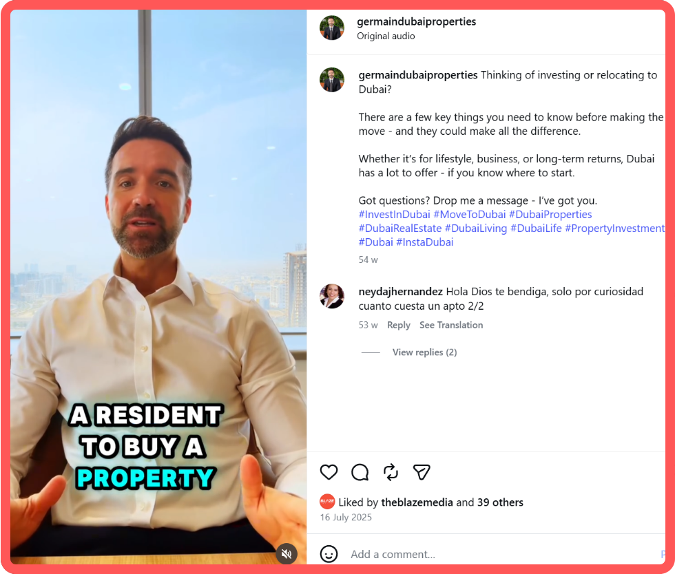 example of social media post for a client