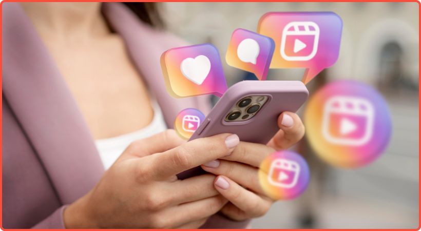 Person using Instagram app on smartphone.
