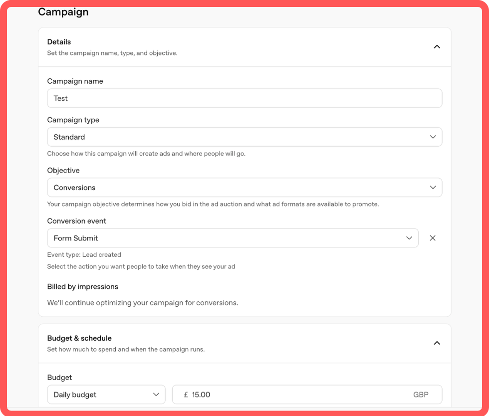 Screenshot of CHATGPT campaign manager 